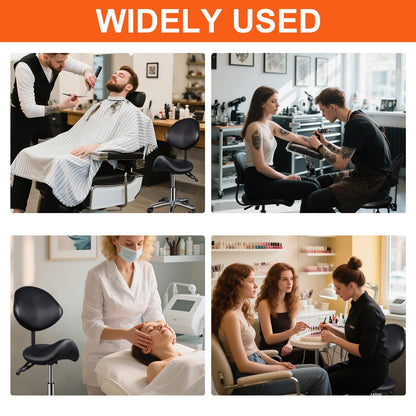 Werkkruk Zadelkruk Kruk Met Wieltjes Salonkruk Verstelbare Zadelstoel – Ergonomisch Zadelontwerp – Verstelbare Hoogte 52-68 cm – Stevige Zwenkwieltjes – Zwart/Wit