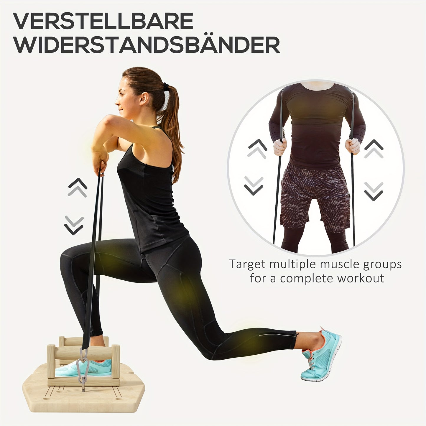 Push-up Bar – Push-up Handles – Fitness Bars – Duwstangen – Workout Bars – Houtenkleurig Design – Aluminiumlegering – 8 Verstelbare Gaten – Inclusief Weerstandsbanden