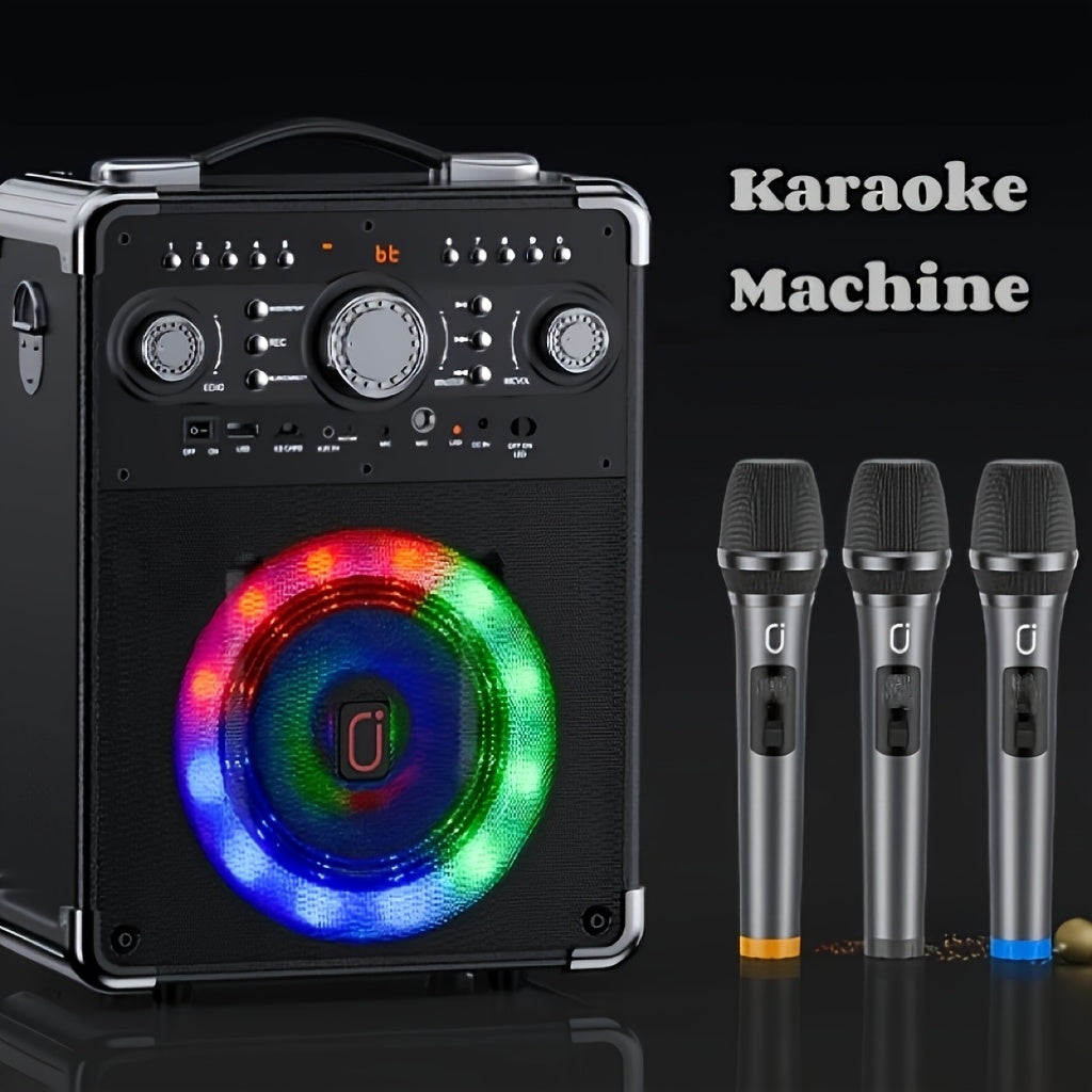 Draagbare Karaoke Machine – Karaoke Speaker – Party Speaker – Bluetooth Speaker – Muziekbox – Draadloos Met 2 Microfoons – RGB Verlichting – USB-C Snel Opladen