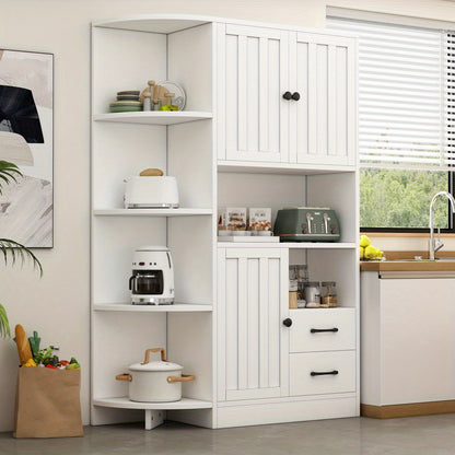 Hoekkast – Opbergkast – Hoekmeubel – Kast – Ladekast – Wit – 14 Opbergvakken – Ruimtebesparend Design – 104x35x155 cm – Stevige Duurzame Constructie