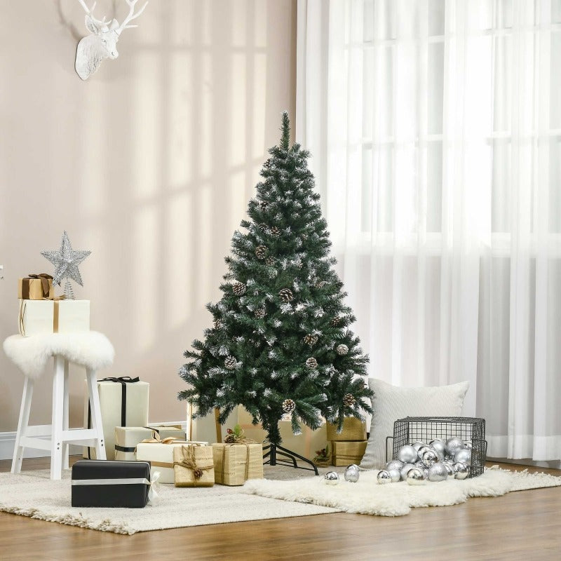 Kunstkerstboom – Nepboom – Kunstkerstboom Met Dennentakken – Kerstversiering – Kerstboom 150 cm – 676 Takken Tips – Vuurvast En Sneeuw Geblakerd