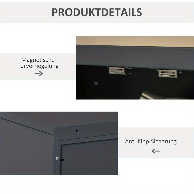 Archiefkast – Opbergkast – Kantoorkast – Dossierkast – Metalen Kast – Grijs – Lameldeuren – 2 Verstelbare Legborden – Stevig en Functioneel – 75x33x110 cm