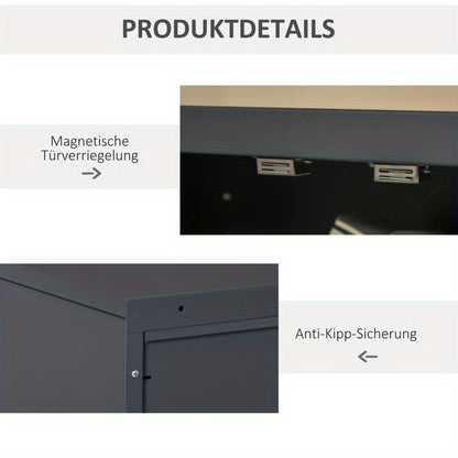 Archiefkast – Opbergkast – Kantoorkast – Dossierkast – Metalen Kast – Grijs – Lameldeuren – 2 Verstelbare Legborden – Stevig en Functioneel – 75x33x110 cm