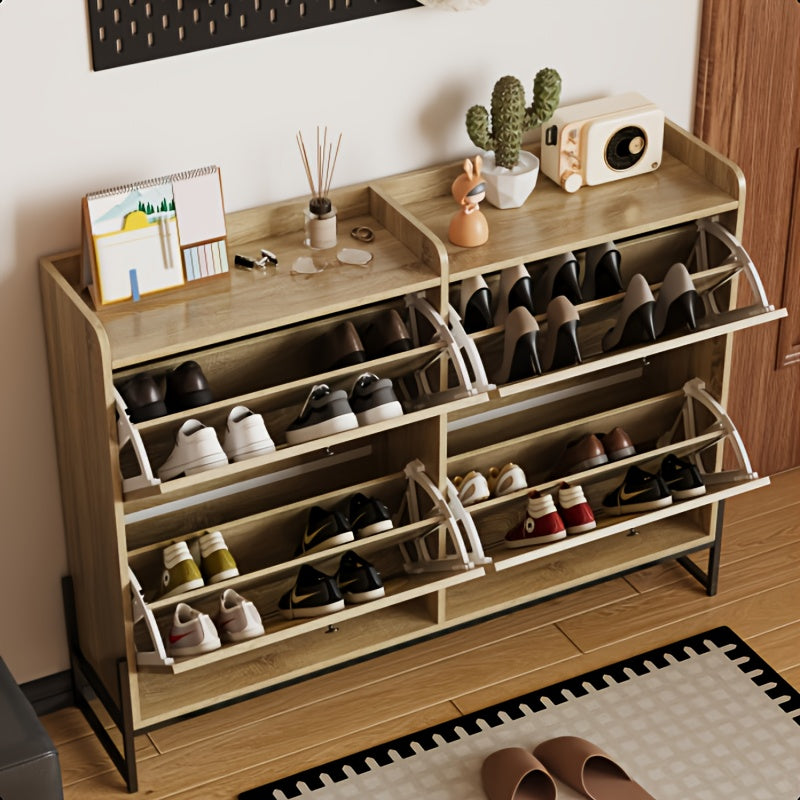 Schoenenkast – Schoenenrek – Schoenenopberger – Hal Organizer – Opbergkast – Bamboe Materiaal – Vrijstaand Met 4 Deuren – Duurzaam & Ruimtebesparend