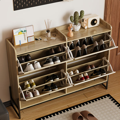 Schoenenkast – Schoenenrek – Schoenenopberger – Hal Organizer – Opbergkast – Bamboe Materiaal – Vrijstaand Met 4 Deuren – Duurzaam & Ruimtebesparend