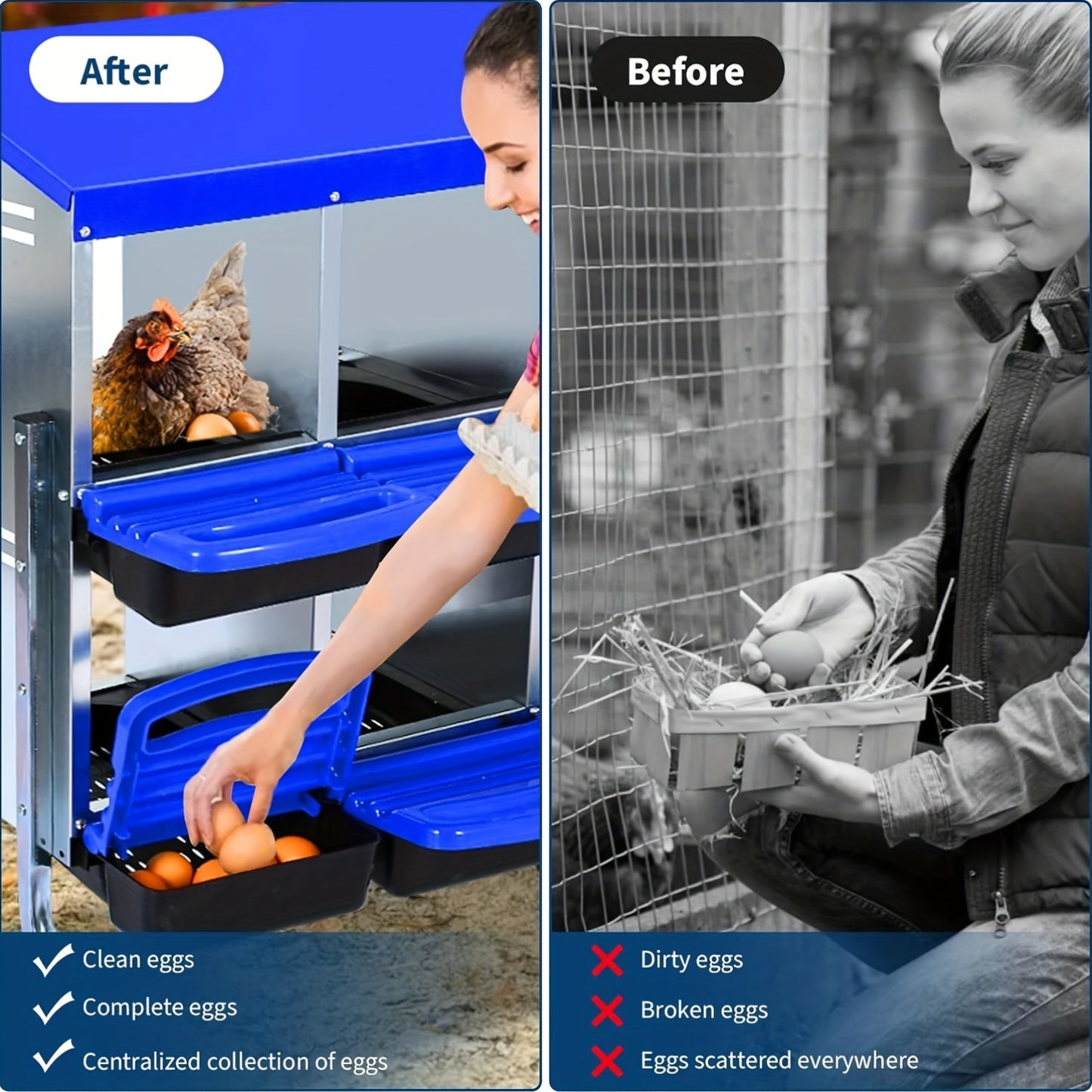 Kippenhok – Nestkast – Legnest – Pluimveehok – Kippenren – Gegalvaniseerd Staal – Waterbestendig Dak – Uitneembare Egg Tray