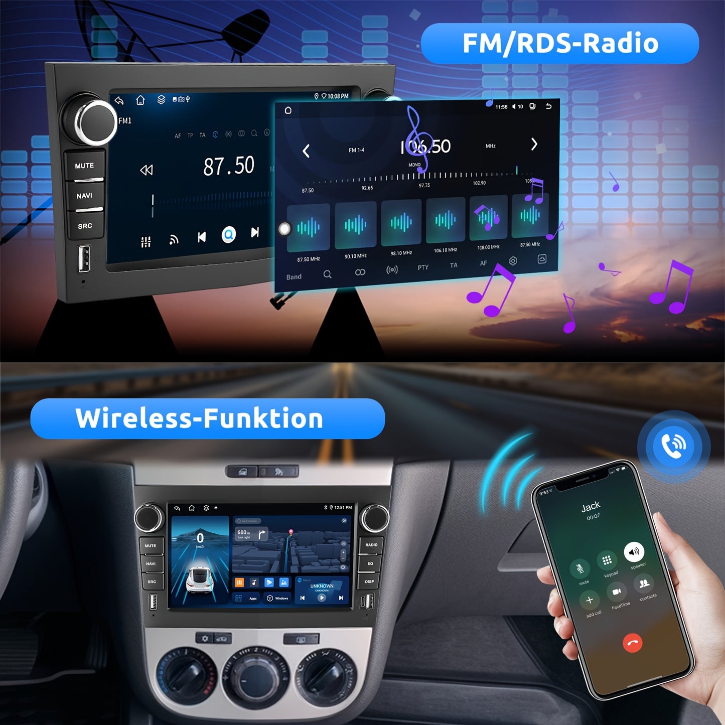 Autoradio – Autoradio Draadloos – CarPlay Radio – Android Auto Radio – Auto Multimedia Systeem – 7 Inch IPS Touchscreen – Draadloze CarPlay & GPS Navigatie