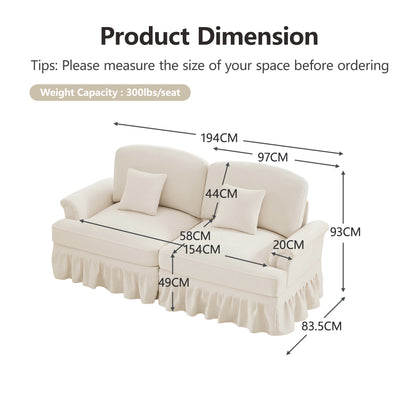 2-zitsbank – Tweezitsbank – Sofa – Bankstel – Zitbank – Chenille Bekleding – Geflareerde Armleuningen – Verwijderbare Biezen – Compact Design – Comfortabel & Duurzaam