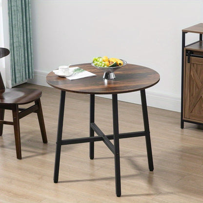Eettafel Vierkant – Keukentafel – Tafel Voor 4 Personen – Eetkamertafel – Tafel Voor Kleine Ruimtes – Stalen Frame – Bruin Blad – Compact Design – Geen Montage