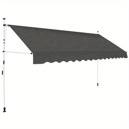Uitvalscherm Handbediend – Zonnescherm – Terrasscherm – Balkonzonwering – Schaduwdoek – Antraciet – 350 cm Breed – Weersbestendig Materiaal