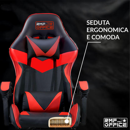 Gamingstoel – Gaming Chair – Bureaustoel – Gamenstoel – Zwarte Gamingstoel Met Rood – Verstelbare Hoogte 100-110 cm – Kantelbare Rugleuning Tot 135° Met Uittrekbare Voetensteun