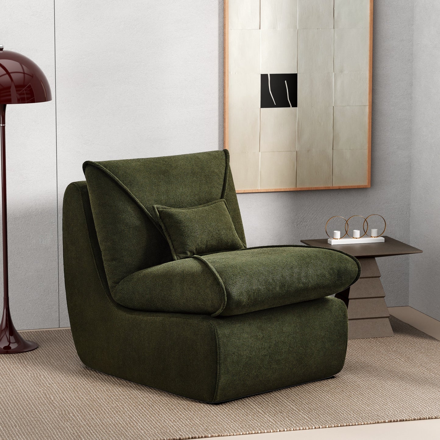 Relaxfauteuil – Ligstoel – Loungestoel – Zitzak – Fauteuil – Ergonomisch Comfort – Licht Beige Chenille Bekleding