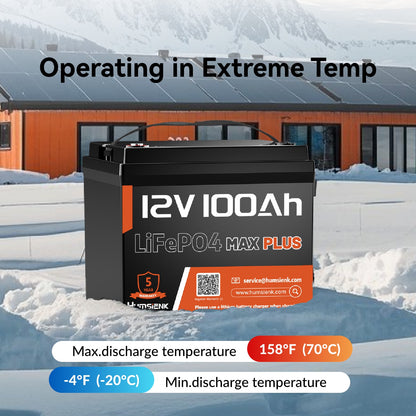 Lithium Accu – LiFePO4 Accu – 12V Accu – Lithium Batterij – Oplaadbare Accu – 100Ah Capaciteit – Ingebouwd 100A BMS – Bestand Tegen Lage Temperaturen