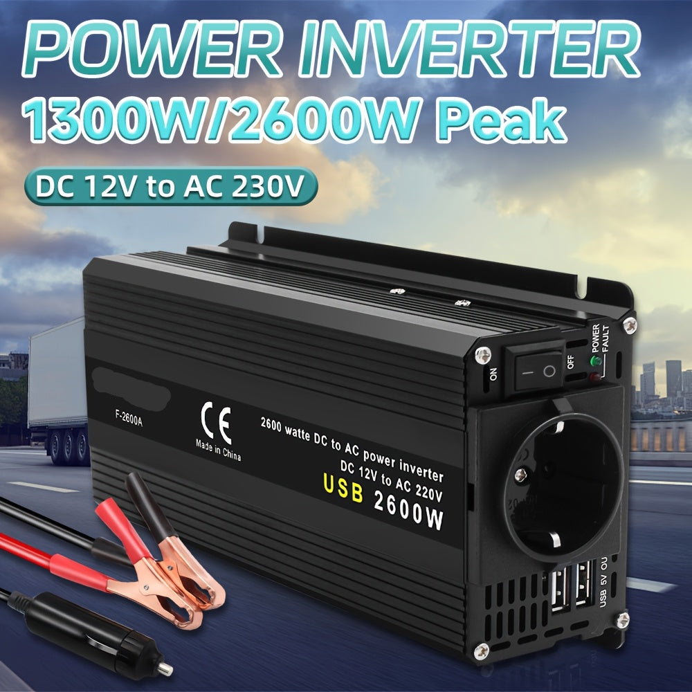 Spanning Inverter – Power Inverter – Stroom Omvormer – Spanning Omvormer – 3 UK Stopcontacten – Pure Sinusgolf Uitgang – 1300W Tot 6000W Piekvermogen