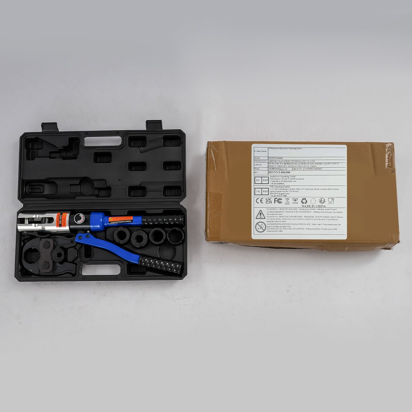Hydraulic Crimping Pliers with 16-20-26-32 mm Dies | Blue, 360° Rotating Head, Alloy Steel, NaMaSyo Brand