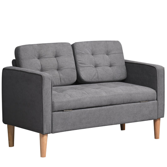 2-Zitsbank – Sofa – Loveseat – Zitbank – Bankstel – Grijs – Fluweelachtig Bekleed – Met Opbergruimte