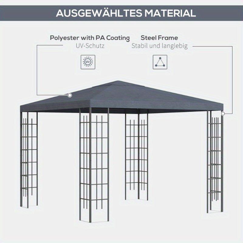 Tuinoverkapping – Tuinkamer – Partytent – Festivaltent – Prieel – Stabiel Stalen Frame – Waterafstotend Polyester 3x3m Grijs
