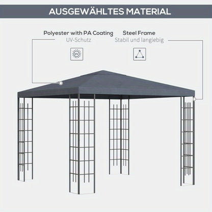 Tuinoverkapping – Tuinkamer – Partytent – Festivaltent – Prieel – Stabiel Stalen Frame – Waterafstotend Polyester 3x3m Grijs