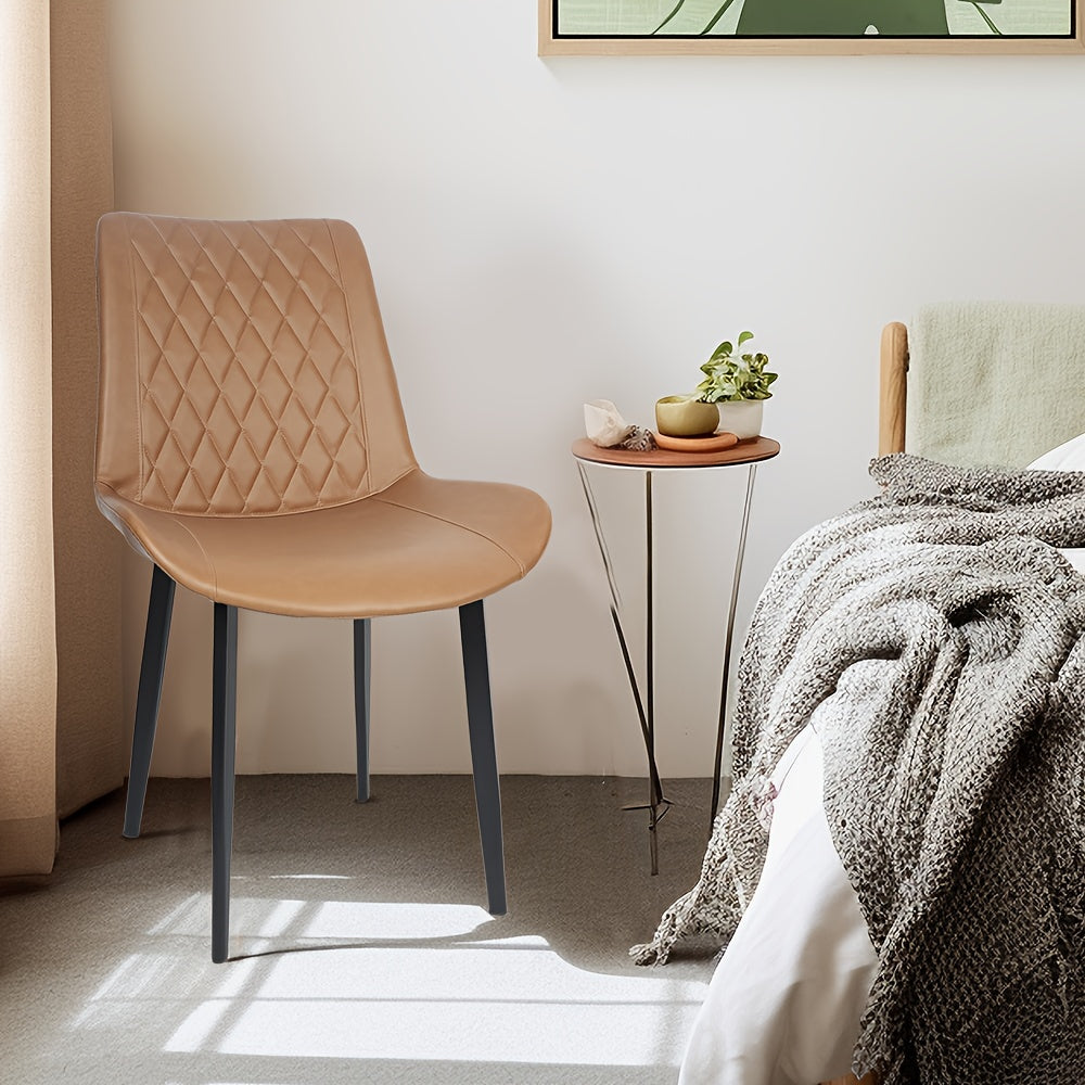 Set van 4 Eetkamerstoelen – Gestoffeerde Lounge Stoelen met Metalen Poten – Modern Design voor Woonkamer, Eetkamer en Keuken
