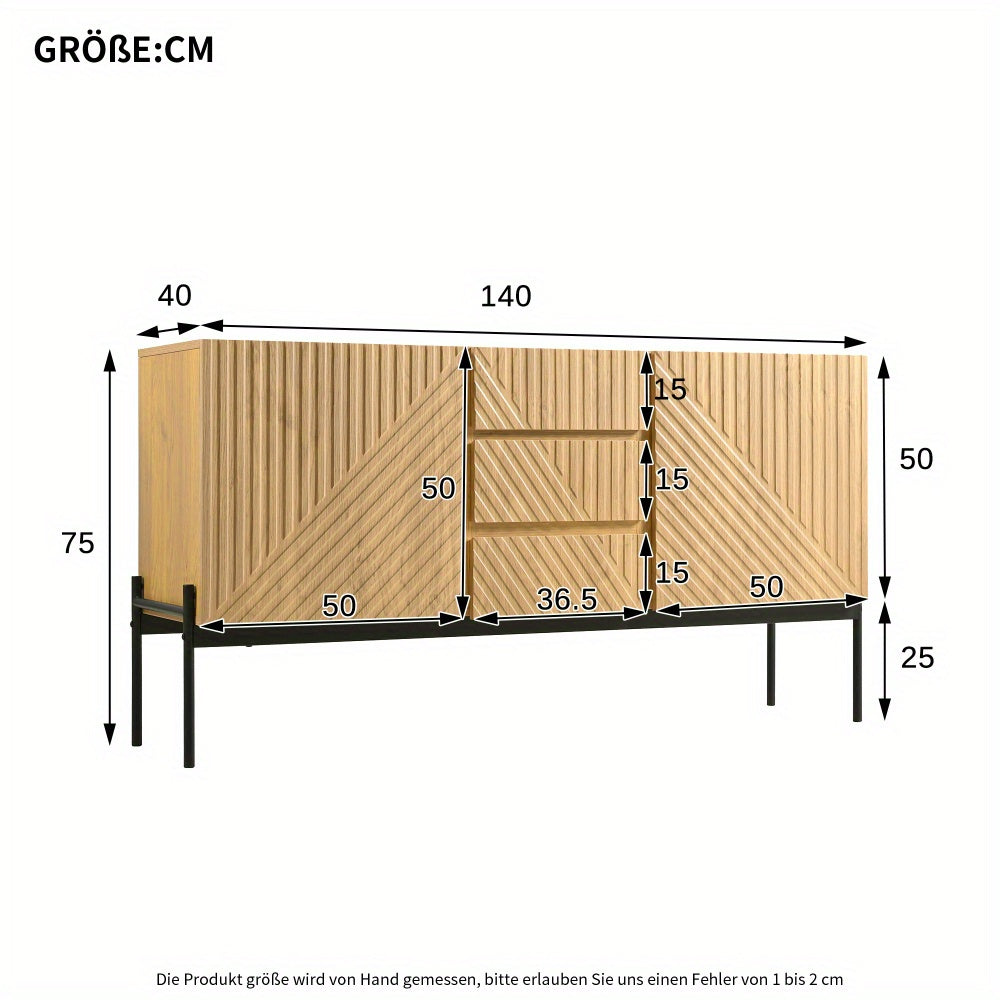 Dressoir – Sideboard – Ladekast – Opbergkast – Commode – Modern Design – Stevige Metalen Poten – Compact Met 2 Deuren en 3 Lades