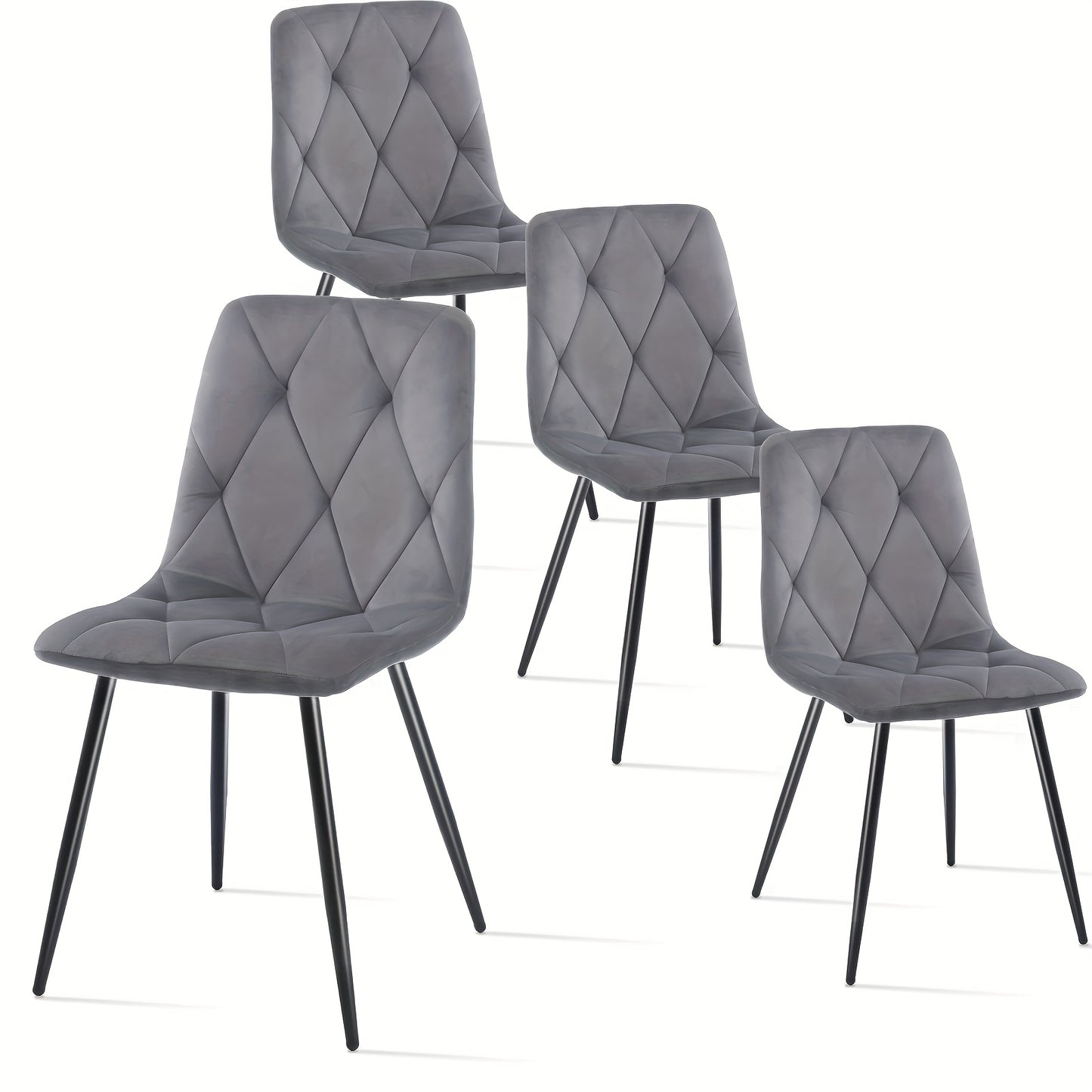 Eetkamerstoel – Stoel – Kuipstoel – Keukenstoel – Woonkamerstoel – Set Van 4 – Velvet Bekleding – Zwart Metalen Onderstel