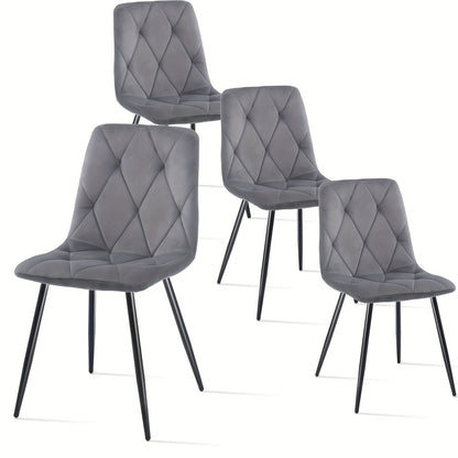Eetkamerstoel – Stoel – Kuipstoel – Keukenstoel – Woonkamerstoel – Set Van 4 – Velvet Bekleding – Zwart Metalen Onderstel