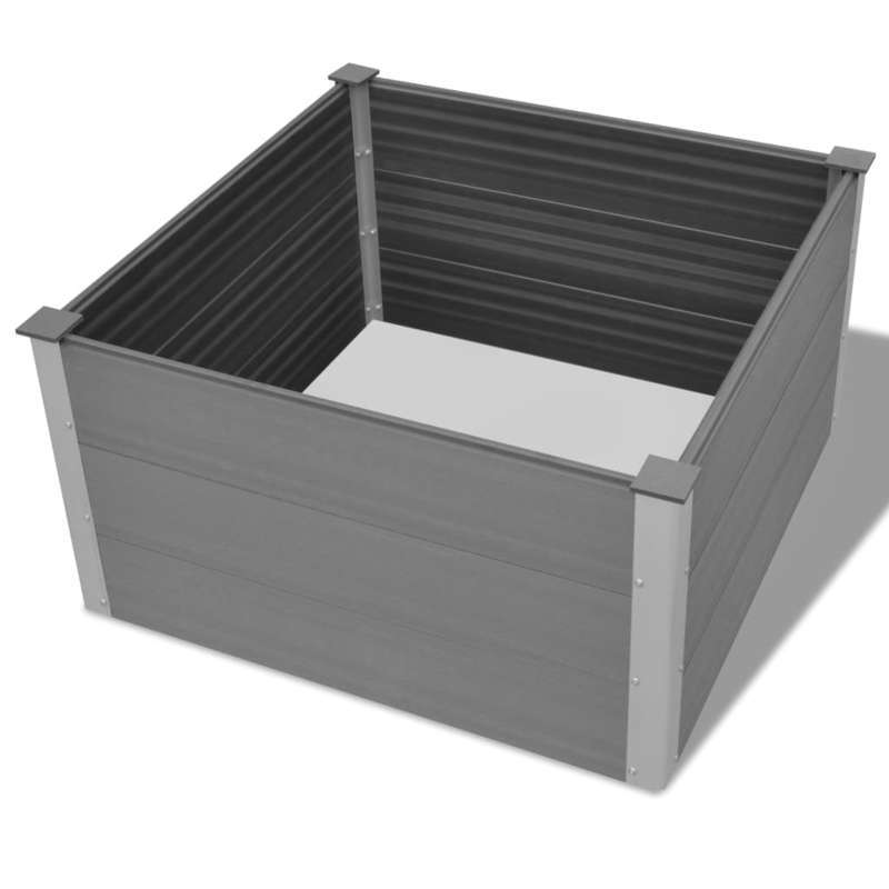 Easy to assemble WPC raised garden bed 100x100x54cm Grey modern and simple backyard high-quality flower box kit