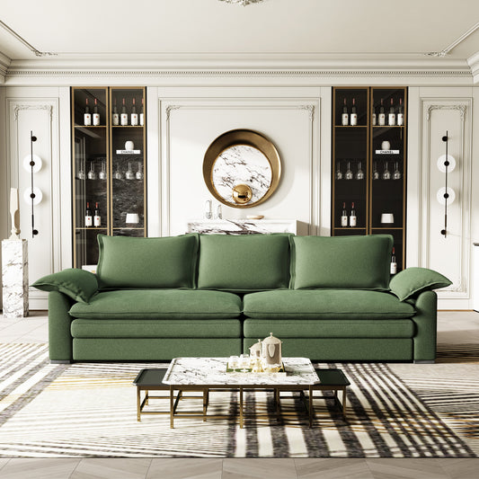 Oversized 3-Zits Loveseat Sofa – Bank – Kussensofa – Zitbank – Loveseat – Zwart – Chenille Bekleding – Stevig Houten Frame