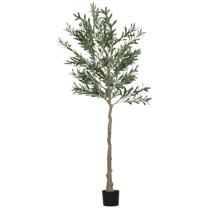 Kunstolijfboom – Kunstplant – Nepplant – Decoratieplant – Buitenplant – 180 cm Hoog – 900 Bladeren & 40 Olijven