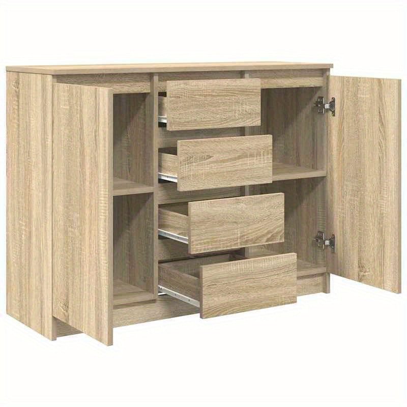 Sideboard with Drawers 100.5X35X76Cm Particle Board Sonoma Oak Color. Sideboards Provide Ample Storage Space to Keep Your Room Tidy And Organized, While Being Both Functional And Attractive.