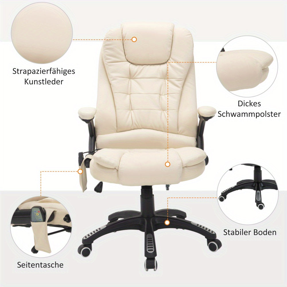 Ergonomic Office Chair - Adjustable Height, Swivel Base & Manual Recline, Heavy-Duty Metal Base, Cushioned Seat - Home Office Desk Chair for Professional Workspace - Beige Executive Desk Chair, Office Chair Covers Stretchable