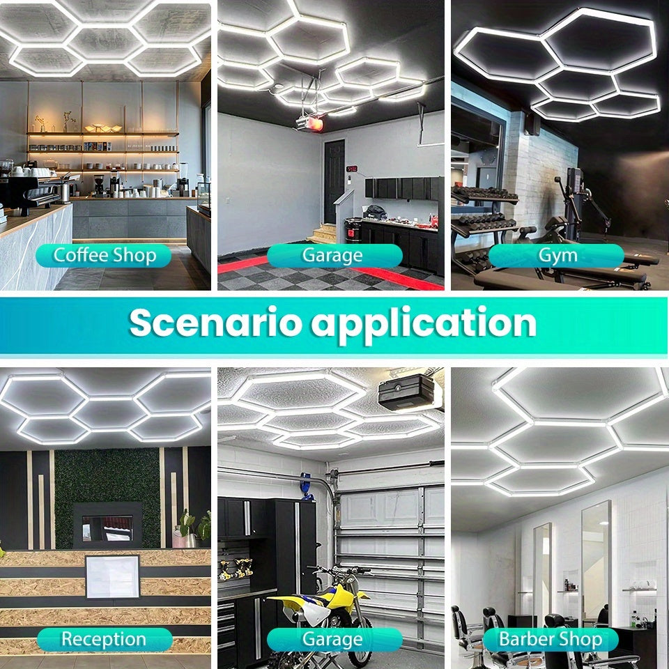LED Zeshoekige Lamp – Zeszijdige LED Verlichting – Garage Lamp – Plafondlamp – Werkplaats Licht – 6500K Superhelder – Semi Flush Mount