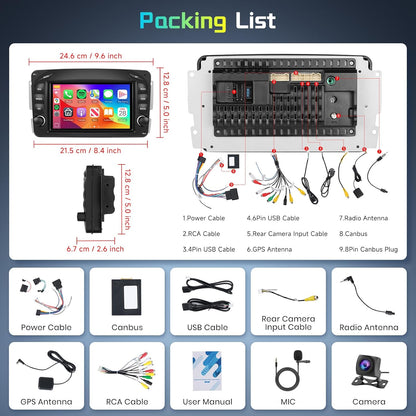 Android Autoradio – Multimedia Speler – Navigatiesysteem – Touchscreen Radio – Bluetooth Handsfree – 7 Inch IPS Scherm – Android 15 – Inclusief Achteruitrijcamera & Microfoon