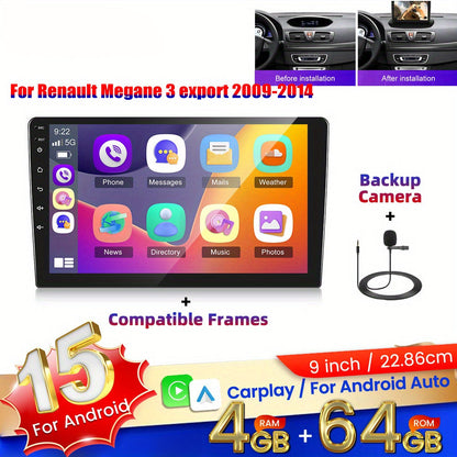 Multimedia Autoradio – Car Audio Systeem – Radio DVD Speler – Navigatie Unit – Touchscreen Headunit – 9 Inch 1280x720 HD – Android 15 Met Draadloze Carplay & AHD Achteruitrijcamera