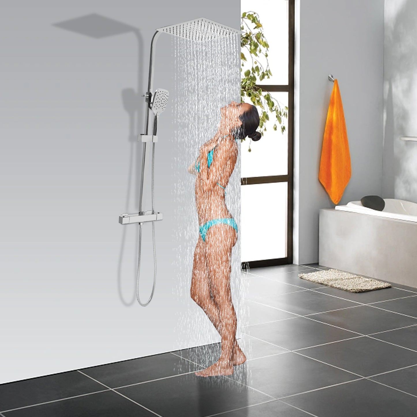 Selected Materials Two Water Spray Modes Rotating Design Adjustable Height shower set