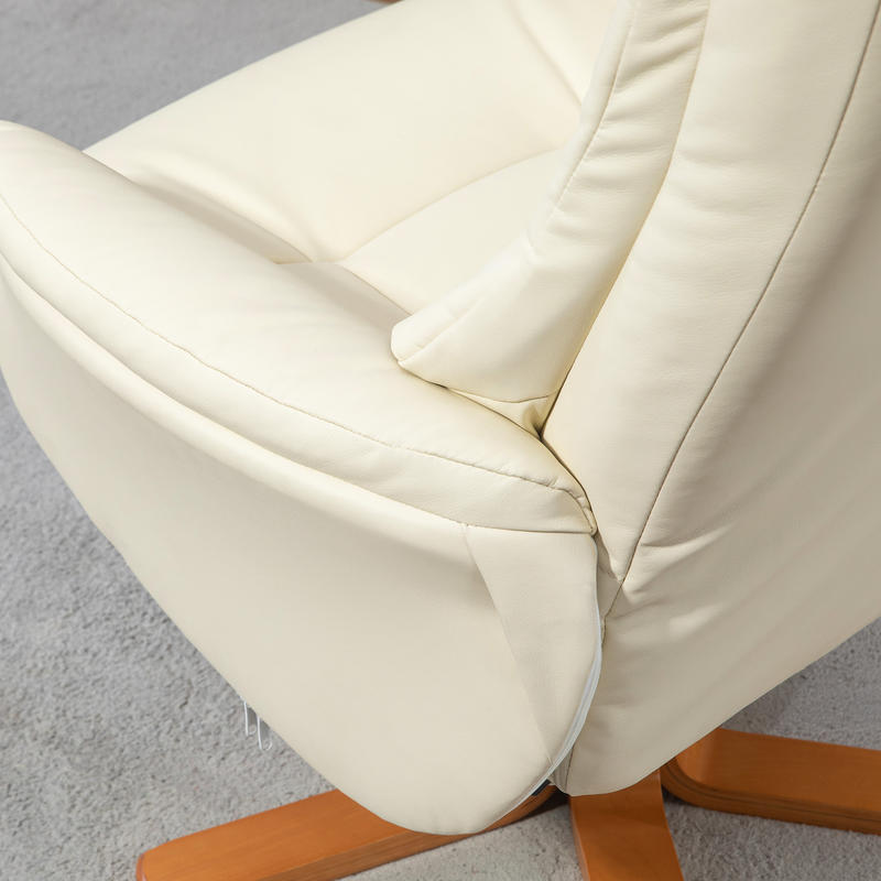 Relaxfauteuil – Relaxstoel – Fauteuil – Ligstoel – TV-stoel – Verstelbare Rugleuning – Kunstleer Crème Wit – Max. 150 kg – Compact 71x84x102 cm