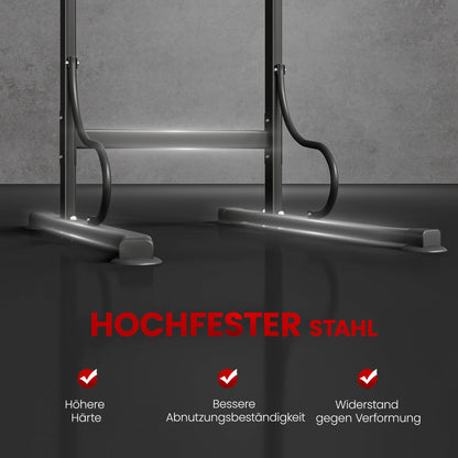 Verstelbare Power Tower – Dipstation – Pull-Up Bar – Fitnessrek – Krachtstation – Zwart Rood – Stevig Stalen Frame – Antislip Zuignappen