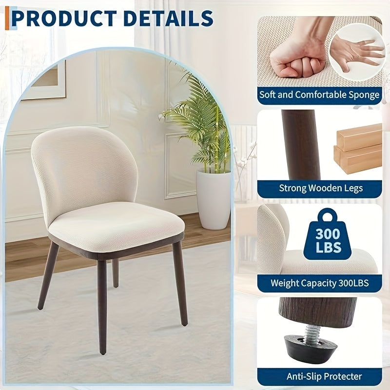 Eetkamerstoelen – Stoelen – Dinersstoelen – Zitmeubelen – Design Stoelen – Set van 2 Beige/ Zwart – Ergonomische Rugleuning – Stevige Houten Poten & Gemakkelijk Schoon Te Maken Stoffering