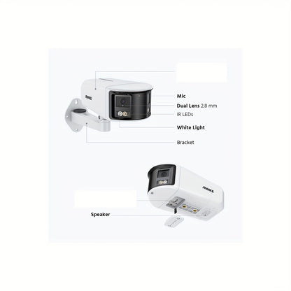 Beveiligingscamera – IP Camera – Surveillance Camera – Turret Camera – Outdoor Camera – 4K 8MP Dual-Lens 180° Ultra Breed – Volle-Kleur Nachtzicht & Tweeweg Audio