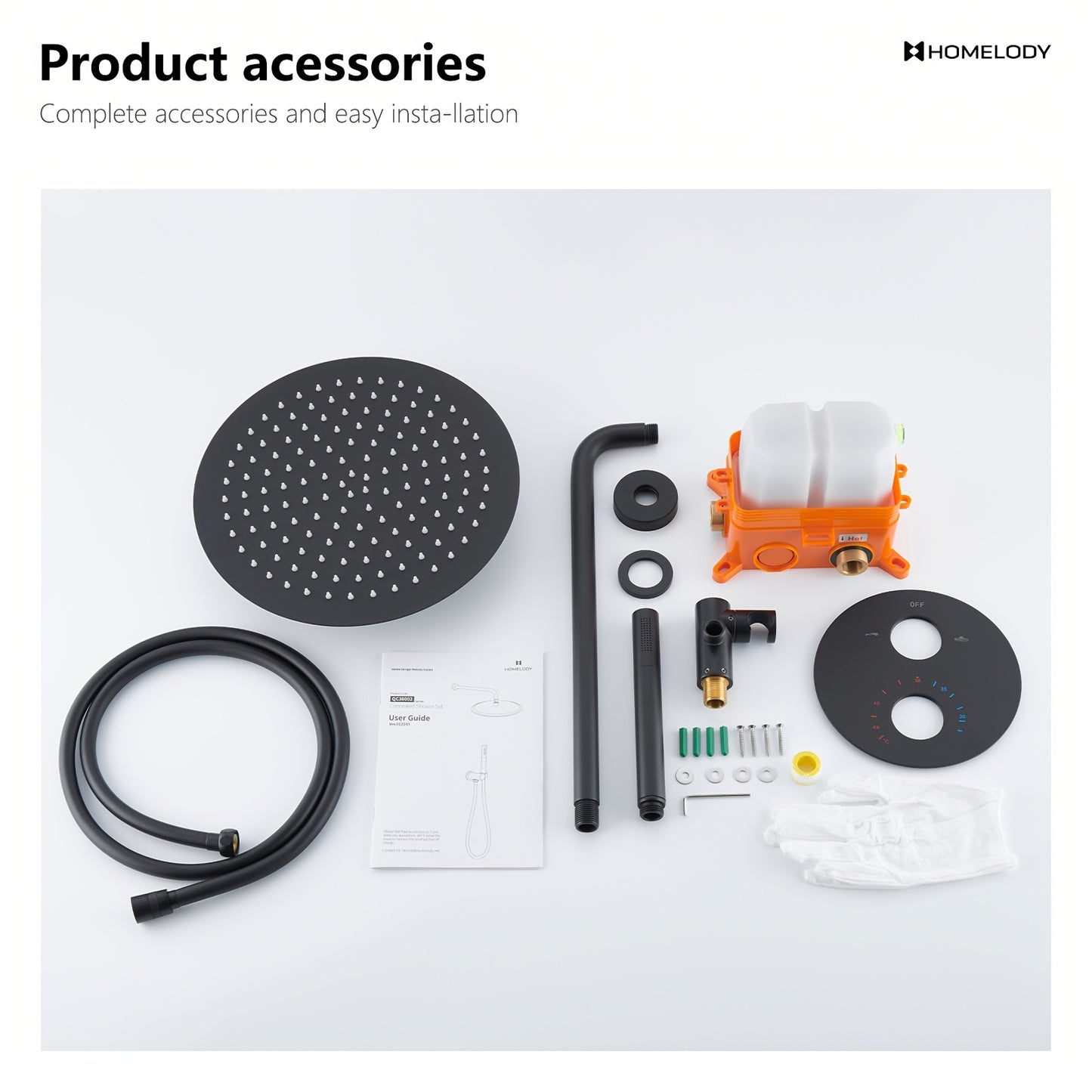 Douchekopset – Doucheset – Regendouche – Handdouche – Douchesysteem – Wandmontage – Geen Batterij of Stroom – Moderne Koperkleur