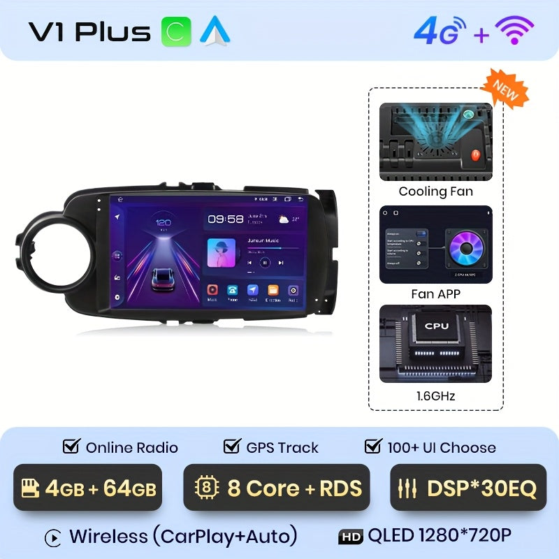 4G Autoradio – Multimedia Speler – Navigatiesysteem – Touchscreen Radio – Android Auto CarPlay – 9 Inch Scherm – GPS Navigatie – Achteruitrijcamera Ondersteuning