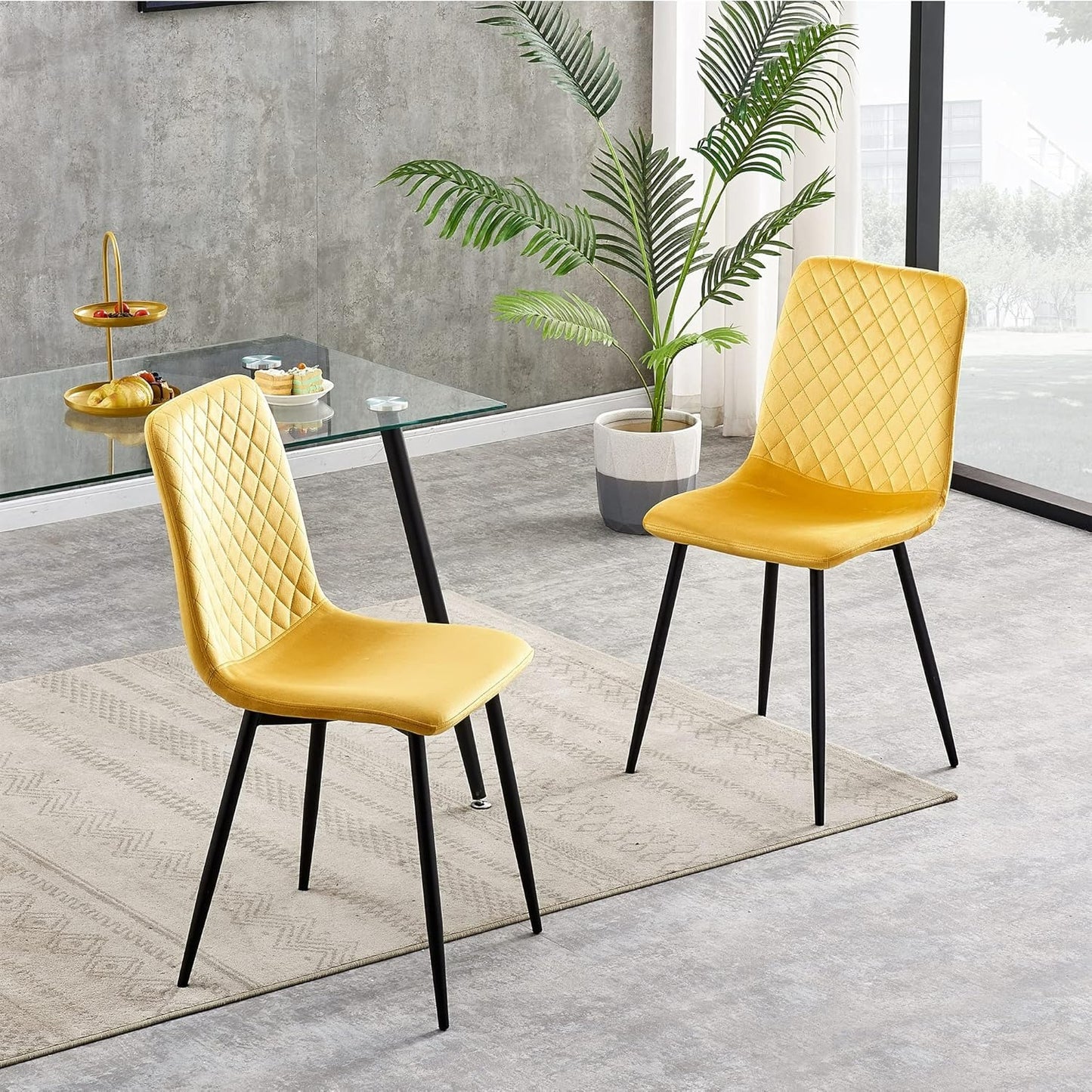 Eetkamerstoel – Stoel – Design Stoel – Velours Stoel – Lexi Stoel – Set Van 4 – Met Metalen Poten – Ergonomisch Comfort