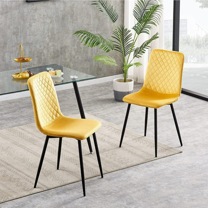 Eetkamerstoelen – Stoelen – Kuipstoelen – Designstoelen – Velours Stoel – Set van 4 – Metalen Poten – Ergonomisch Comfort – Beschermende Glijders