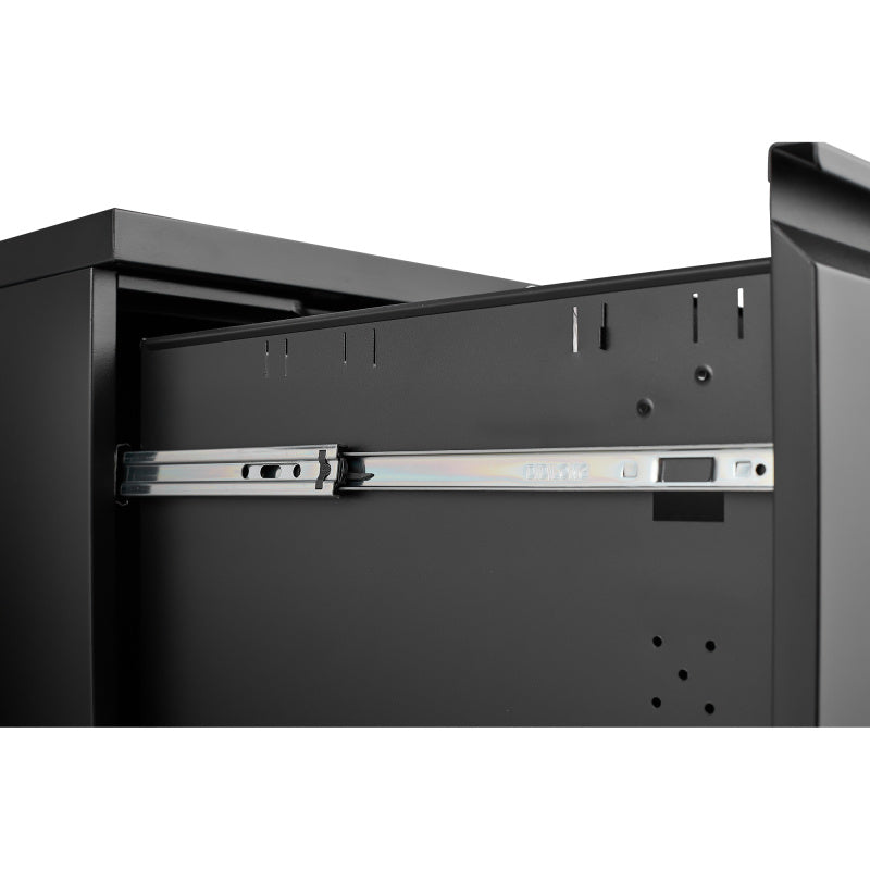 Lockerkast – Opbergkast – Kantoorkast – Ladeblok – Mobiele Lade – Zwart Metalen Kantoorlade – Met Slot – Volledig Uitrekbaar & Draagkracht 80kg