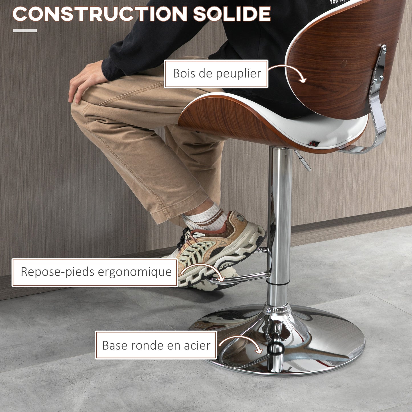 Barkrukken – Barstoelen – Keukenstoelen – Krukken – Barkruk Set Wit – Verstelbare Hoogte – Draaibare Zitting – Hardhouten Frame – Comfortabele Rugleuning