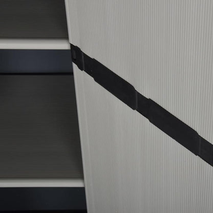 Buitenkast – Tuinkast – Opbergkast – Bergkast – Tuinopbergkast – Transparante Deuren – Duurzaam Kunststof – Vrijstaand – Grijs-Zwart – 68,58 cm Hoog – 3,2 Kubieke Voet Inhoud