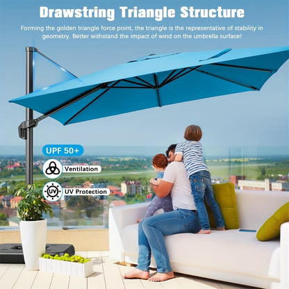 Buitenparasol – Terrasparasol – Tuinparasol – Zweefparasol – 3×3 Meter – Verstelbare Hoogte – Draaibaar 360° - Beige
