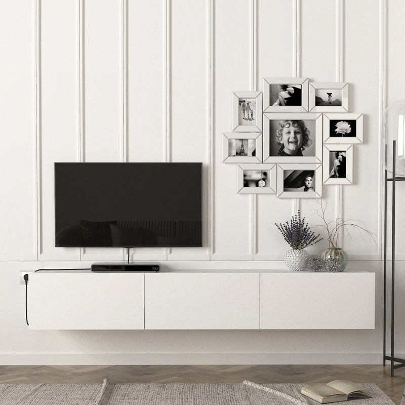 TV Meubel – TV Kast – TV Dressoir – Mediameubel – Hangend TV Meubel – Zwart & Eiken – 180x31x29,5 cm – 3 Opslagvakken