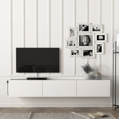 TV Meubel – TV Kast – TV Dressoir – Mediameubel – Hangend TV Meubel – Zwart & Eiken – 180x31x29,5 cm – 3 Opslagvakken