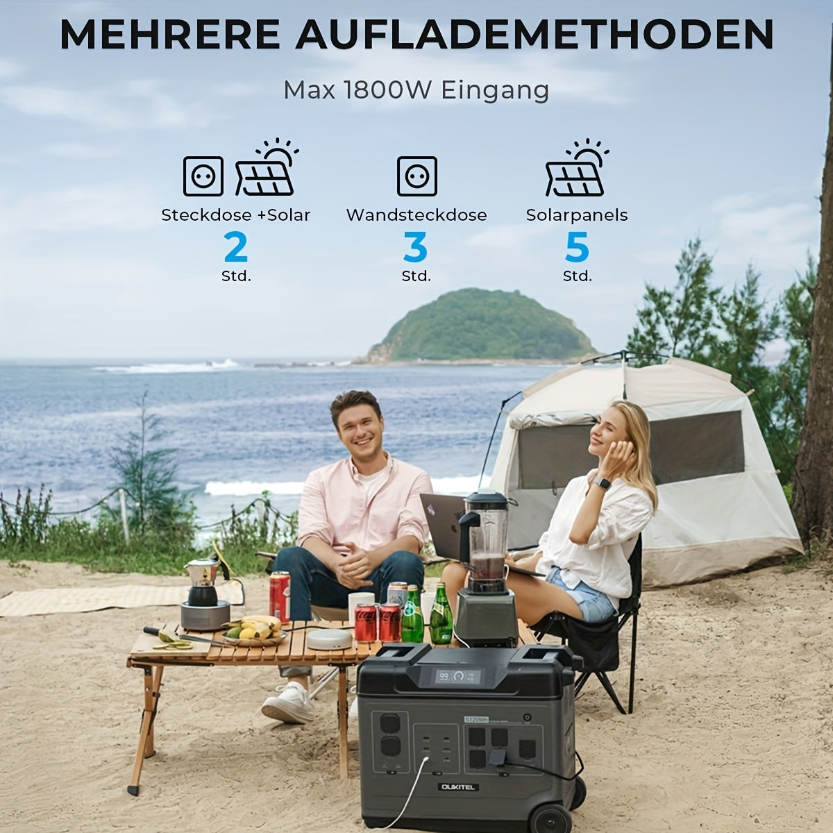 Power Station – Solar Generator – Solar Battery Charger – Travel Power Backup – Emergency Power Supply – LiFePO4 Batterij – 2200W AC Uitgang – Compact & Draagbaar